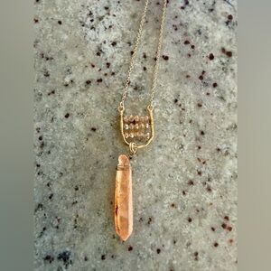 Long Gold Layering Necklace with Hanging  Crystal by Bora New York